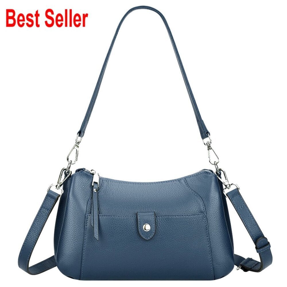 Genuine Leather Small Hobo Crossbody Bag with Adjustable Straps